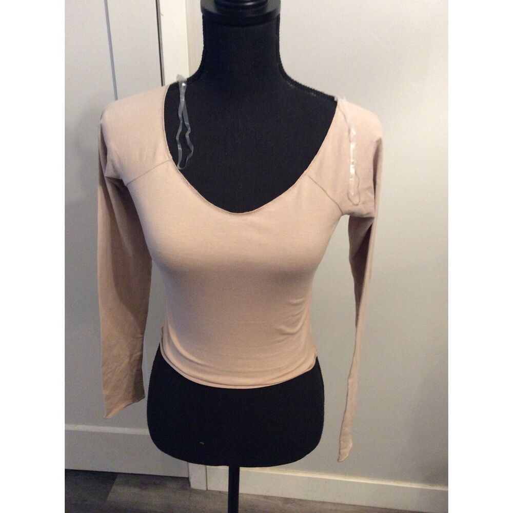 New NWT Taupe Long Sleeve Crop Top XS